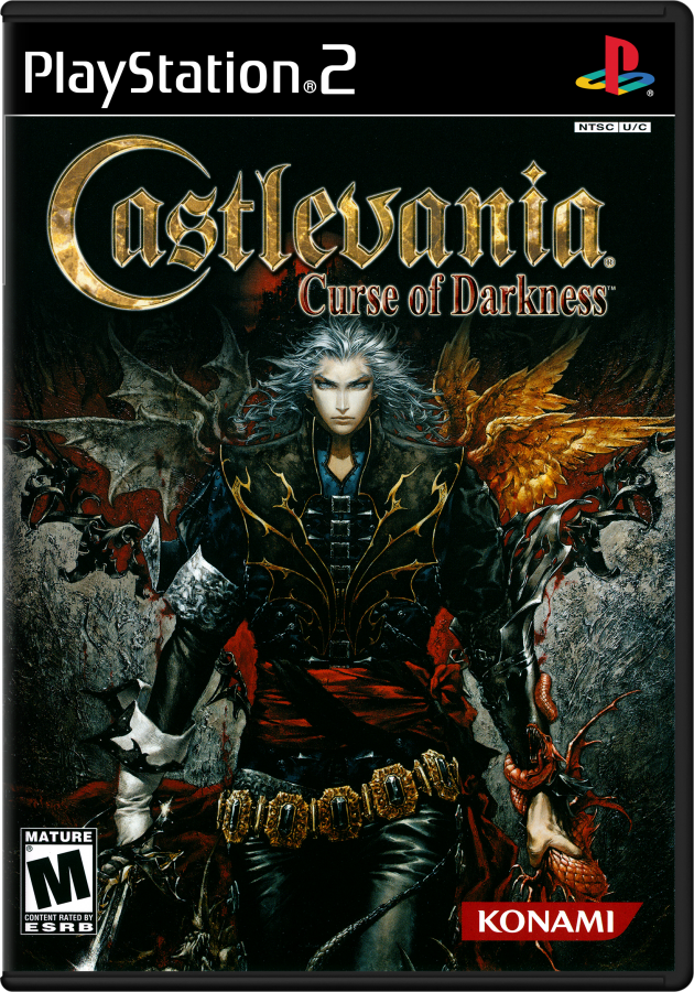 Castlevania: Curse of Darkness for PlayStation 2 with gothic action-adventure and vampire-hunting theme cover art