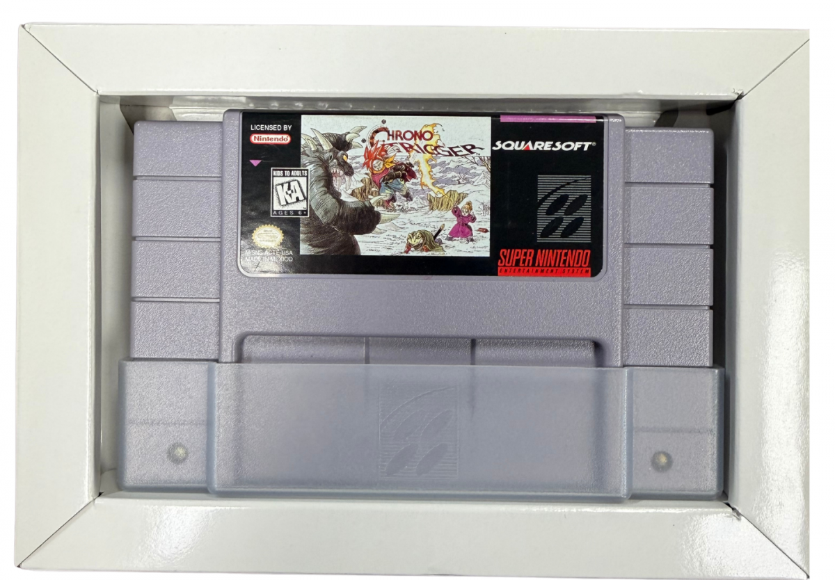 Chrono Trigger Super Nintendo SNES complete in box original copy RPG classic Square Enix Squaresoft time travel adventure turn based combat JRPG authentic box manual cartridge collectible retro gaming Super Nintendo entertainment system game title cartridge