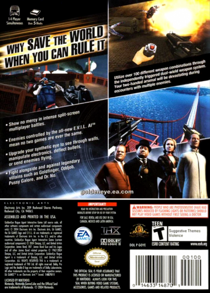 007 GoldenEye Rogue Agent for GameCube featuring first person shooter action with a villain focused storyline back cover