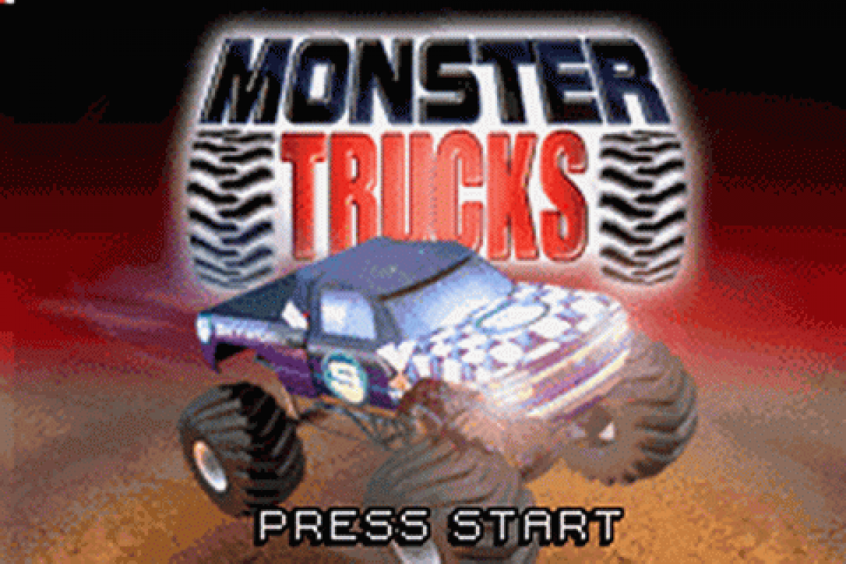 Monster Trucks Game Boy Advance GBA racing video game featuring powerful monster trucks off-road racing high-speed driving challenging tracks vehicle stunts crashes jumps and classic Game Boy Advance GBA gameplay collectible retro gaming appeal gameplay