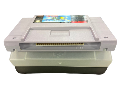 Cybernator Super Nintendo Entertainment System SNES for retro video game enthusiasts featuring side scrolling mech action gameplay futuristic combat powerful weapons challenging enemy forces explosive battles classic 16 bit action and collectible gaming appeal below caritdge 