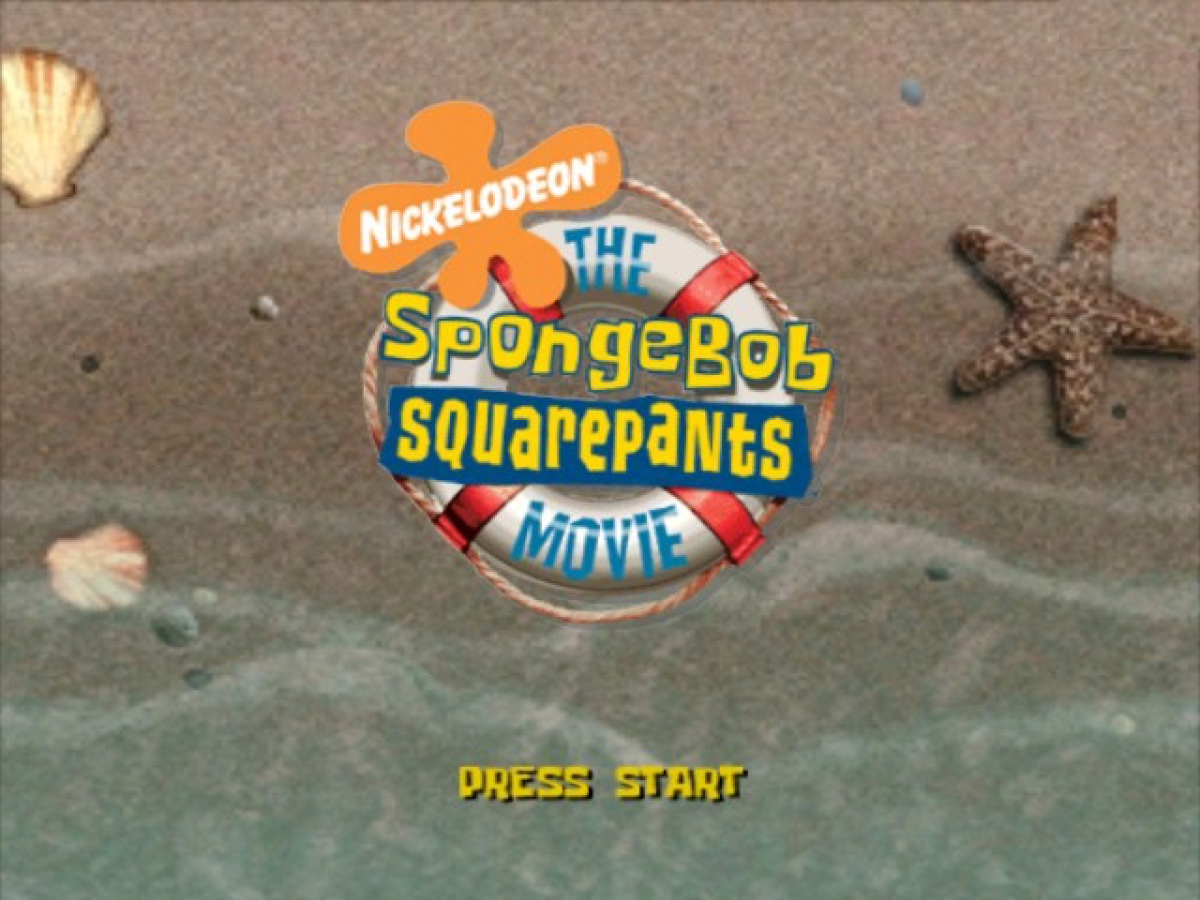 The SpongeBob SquarePants Movie start screen for Nintendo GameCube (GC) platforming adventure video game
