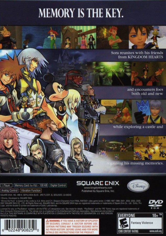 Kingdom Hearts Re:Chain of Memories [Greatest Hits] back cover art for Playstation 2 (PS2) video game