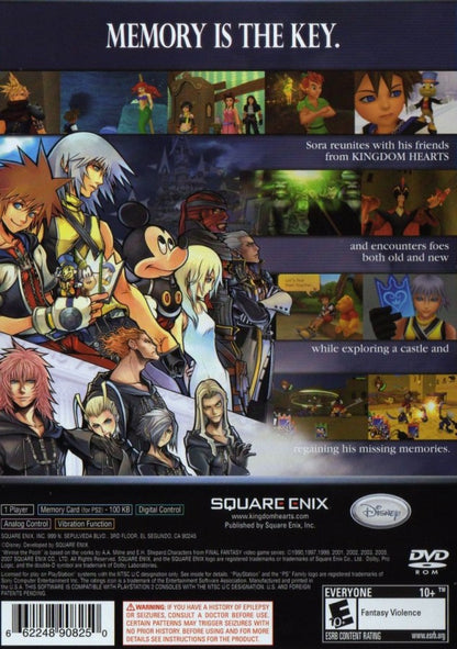 Kingdom Hearts Re:Chain of Memories [Greatest Hits] back cover art for Playstation 2 (PS2) video game