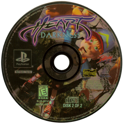 Heart of Darkness PlayStation PS1 for cinematic platforming video game fans featuring animated adventure gameplay side scrolling exploration puzzle solving dark fantasy environments challenging obstacles atmospheric storytelling hand drawn visuals unique action adventure experience collectible gaming appeal disc 2