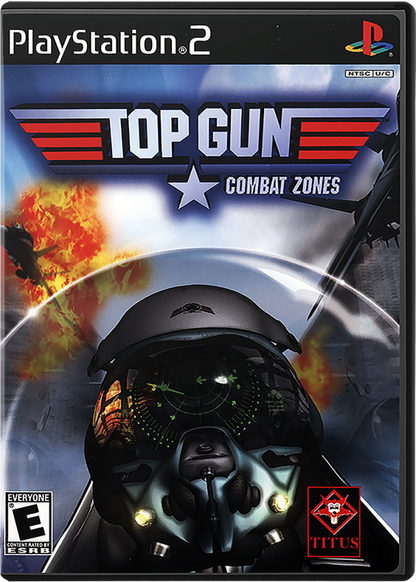 Top Gun: Combat Zones – PlayStation 2 (PS2) video game cover image, aerial combat action.
