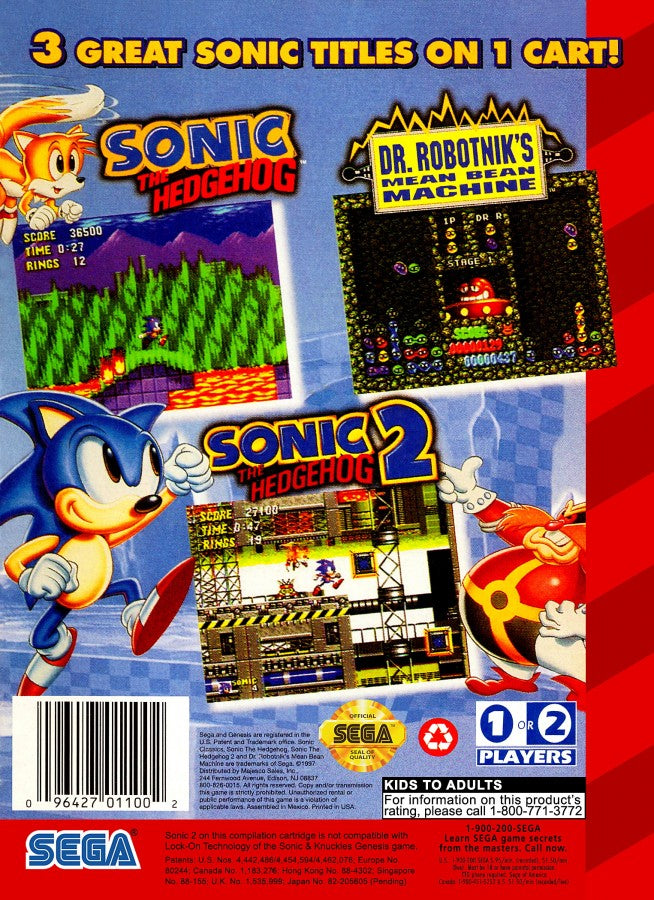 Sonic Classics back cover art for Sega Genesis GEN video game