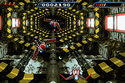 Iridion 3D Game Boy Advance GBA video game featuring futuristic shoot em up gameplay 3D space environments spaceship combat enemy waves power ups challenging levels boss battles and classic handheld action retro video game collection collectible gaming appeal gameplay