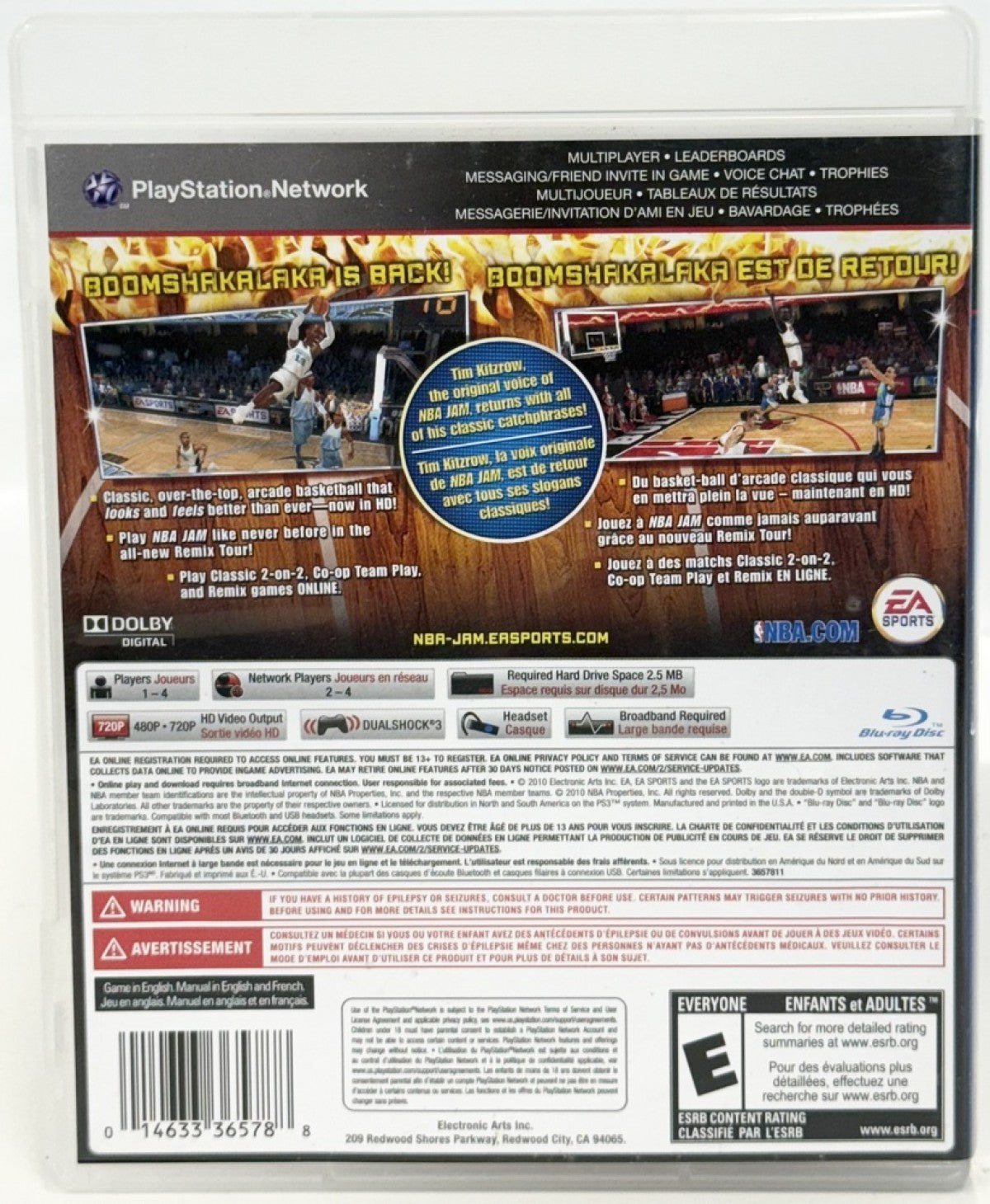 NBA Jam PlayStation 3 PS3 for arcade basketball video game fans featuring over the top basketball action high flying dunks exaggerated gameplay classic NBA players explosive moves special abilities multiplayer matches and fast paced arcade sports entertainment collectible gaming appeal back