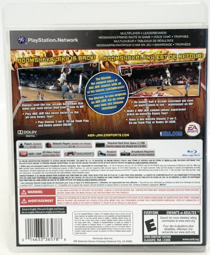 NBA Jam PlayStation 3 PS3 for arcade basketball video game fans featuring over the top basketball action high flying dunks exaggerated gameplay classic NBA players explosive moves special abilities multiplayer matches and fast paced arcade sports entertainment collectible gaming appeal back