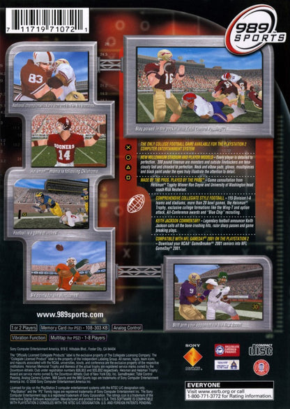 NCAA GameBreaker 2001 – PlayStation 2 (PS2) college football sports video game back of case