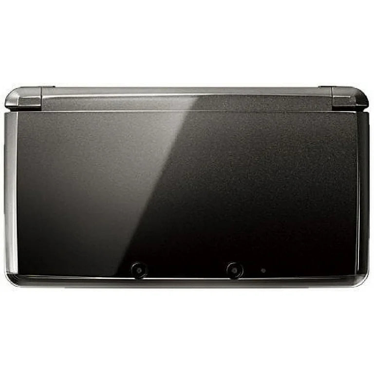 Nintendo 3DS Cosmo Black inspired design featuring sleek handheld gaming console aesthetic glossy black finish dual screen portable gameplay glasses free 3D technology iconic Nintendo hardware immersive gaming experience presentation top