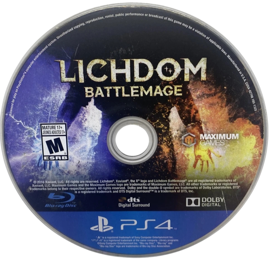 Lichdom: Battlemage – PlayStation 4 (PS4) video game disc, first-person action RPG.