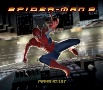 Spider-Man 2 Nintendo GameCube open-world action-adventure web-swinging combat missions based on the film Doctor Octopus villain title screen