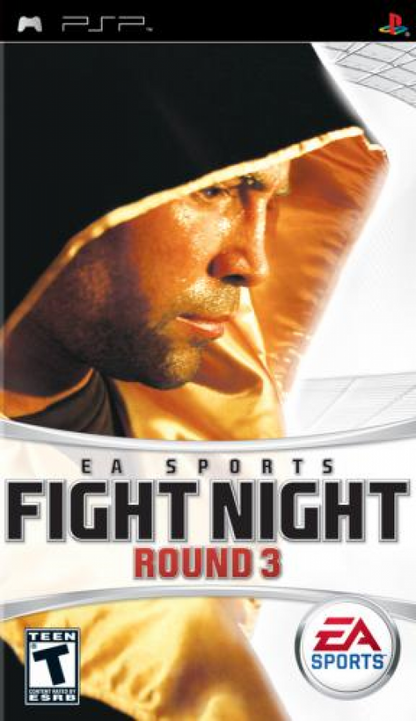 Game cover for 'Fight Night Round 3' by EA Sports on a PSP console.