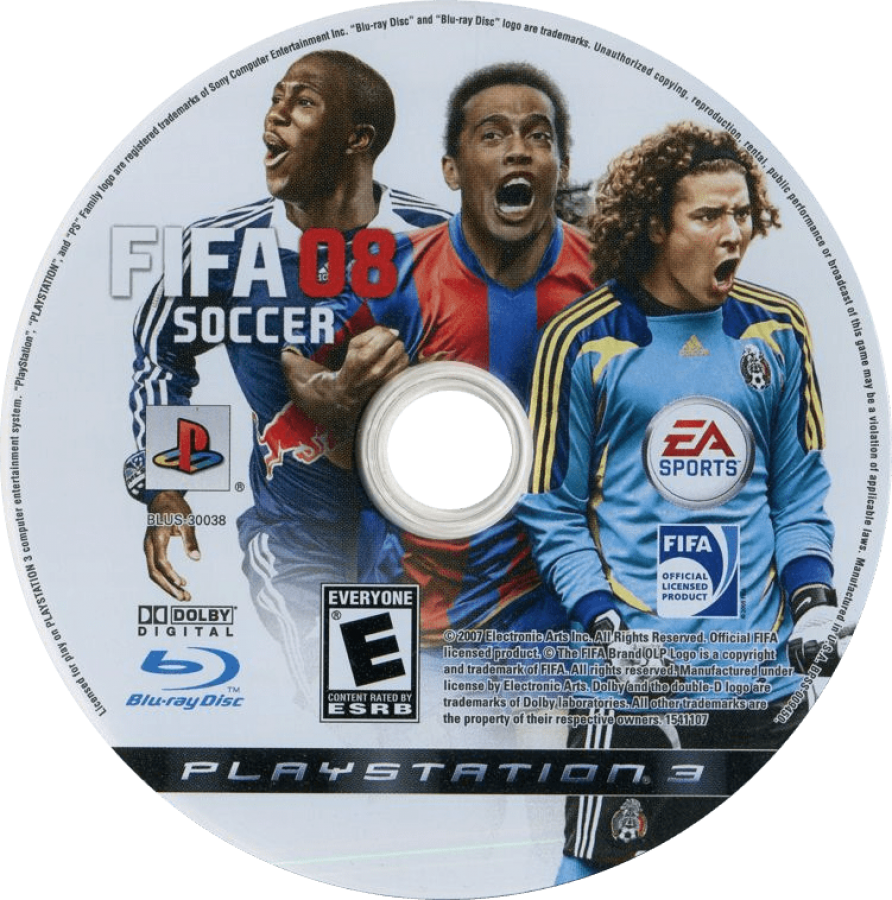 FIFA 08 disc art for PlayStation 3 (PS3) video game