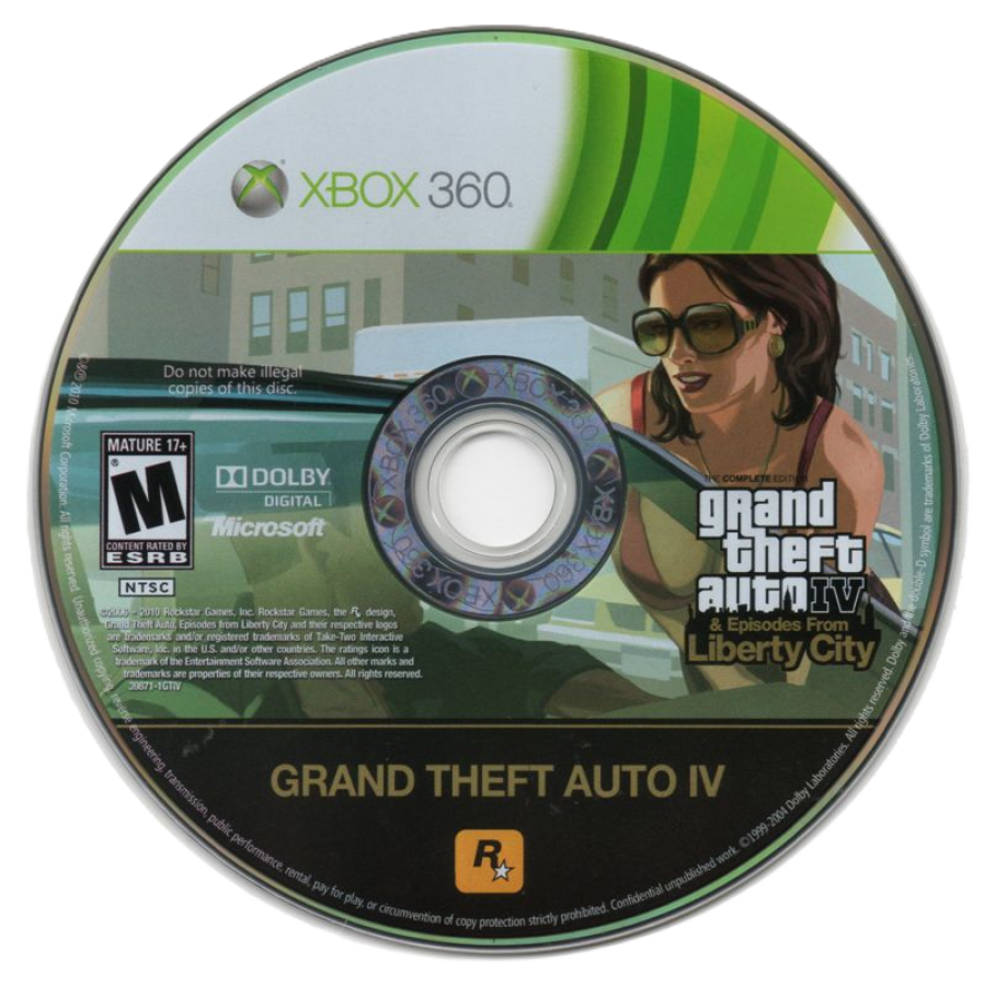 Grand Theft Auto IV: The Complete Edition disc art for XBox 360 (X360) video game