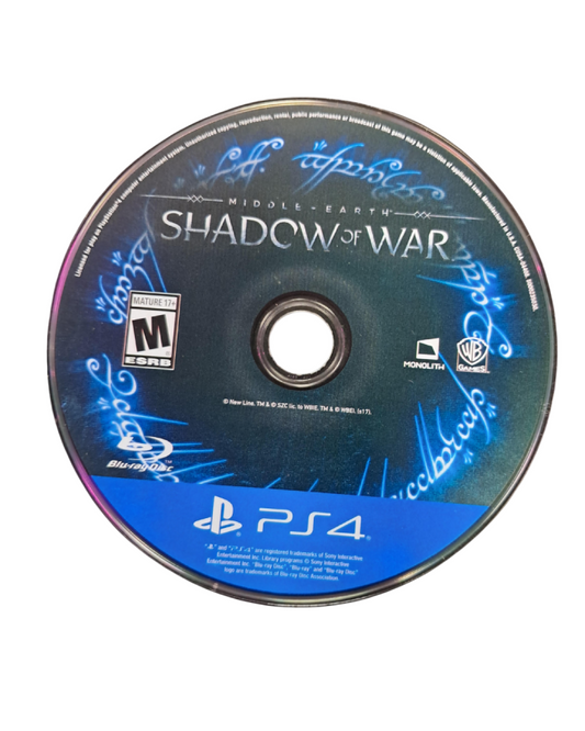 Middle-earth: Shadow of War retro PS4 video game Middle Earth Shadow of War open world action RPG fantasy combat stealth gameplay Tolkien inspired adventure console release disc 