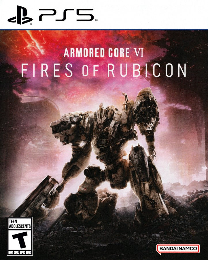 Armored Core VI Fires of Rubicon PlayStation 5 PS5 for video game enthusiasts featuring mech combat gameplay fast paced armored battles deep mech customization mission based structure sci fi warfare intense boss fights and collectible gaming appeal cover art 