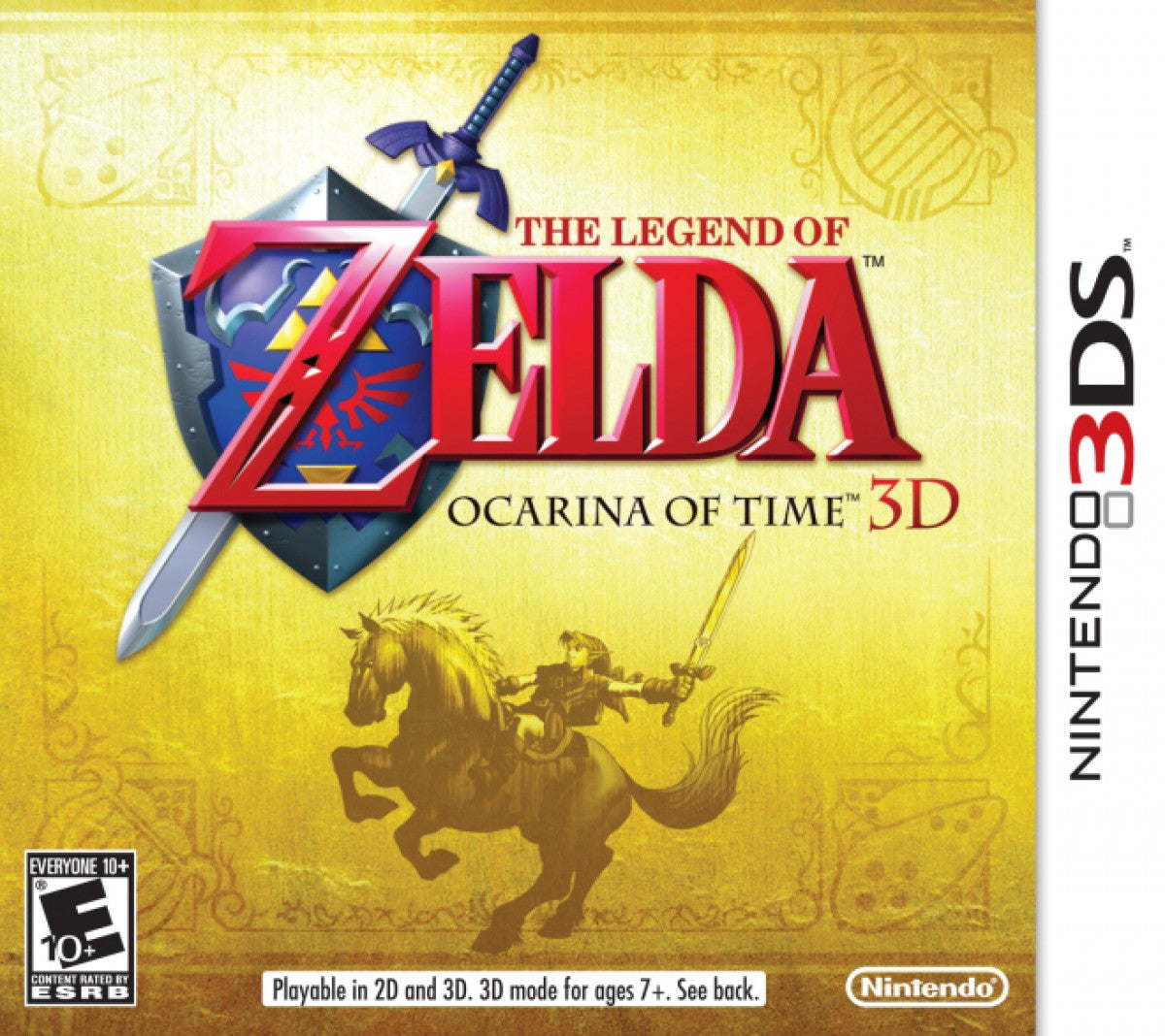 The Legend of Zelda Ocarina of Time 3D Nintendo 3DS 3DS action adventure video game featuring Link Hyrule exploration dungeon puzzles sword combat iconic enemies bosses magical items the Ocarina of Time enhanced 3D gameplay and classic Nintendo 3DS 3DS gaming collectible retro gaming appeal front cover art