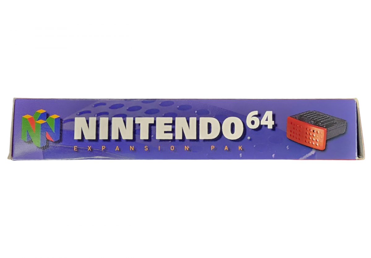 Expansion Pak CIB Nintendo 64 N64 accessory featuring memory expansion hardware for Nintendo 64 console increased system memory enhanced game performance compatible Nintendo 64 games complete in box retro video game accessory N64 collection collectible gaming hardware appeal top box art