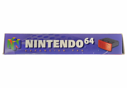 Expansion Pak CIB Nintendo 64 N64 accessory featuring memory expansion hardware for Nintendo 64 console increased system memory enhanced game performance compatible Nintendo 64 games complete in box retro video game accessory N64 collection collectible gaming hardware appeal top box art