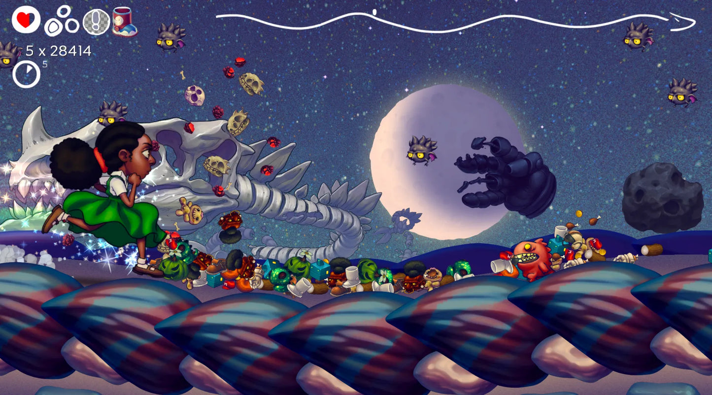 EarthNight Limited Run 379 PS4 game featuring hand-drawn endless runner gameplay, vibrant art style, and an exclusive Limited Run Games collectible release gameplay screenshot