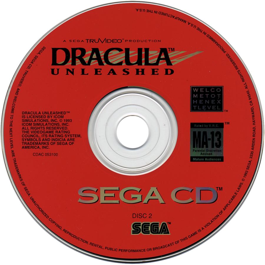 Dracula Unleashed disc 2 for Sega CD (SCD) interactive movie horror video game
