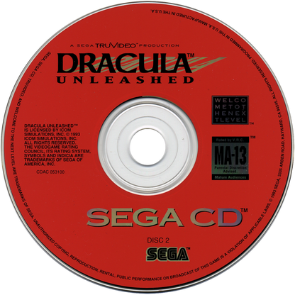 Dracula Unleashed disc 2 for Sega CD (SCD) interactive movie horror video game