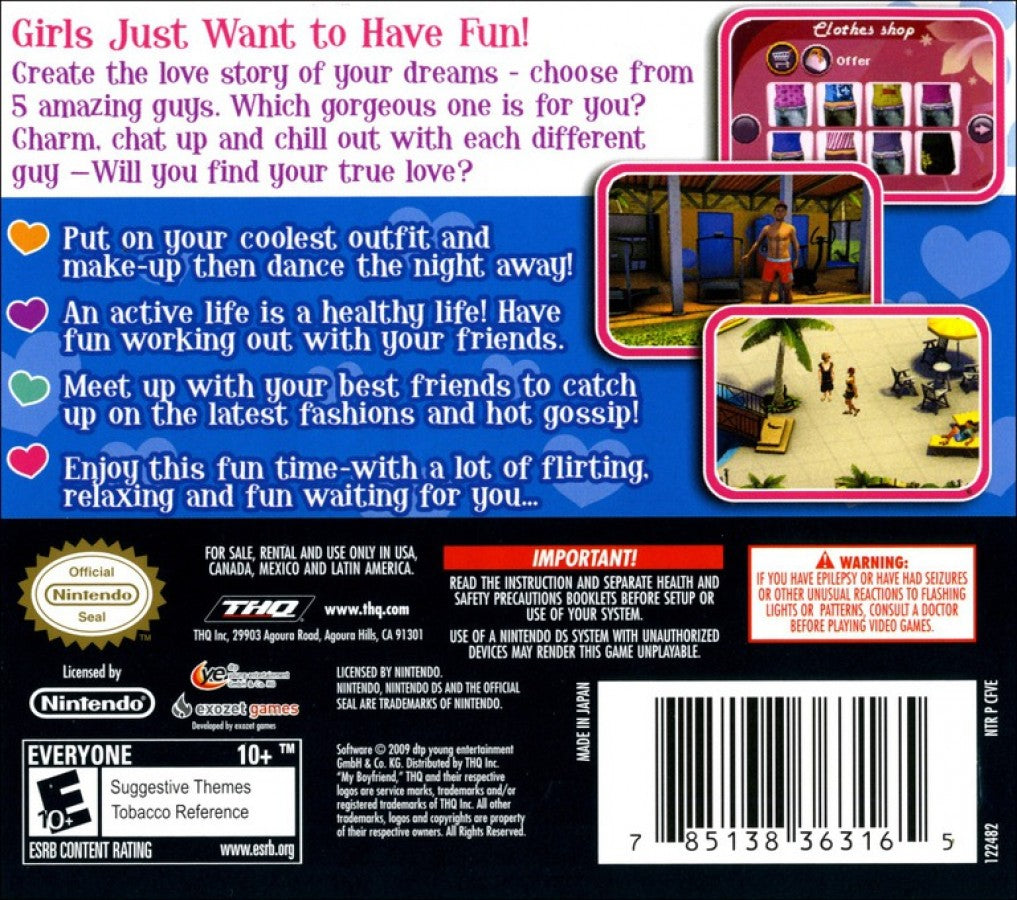 My Boyfriend back of case for Nintendo DS (DS) dating life simulation video game