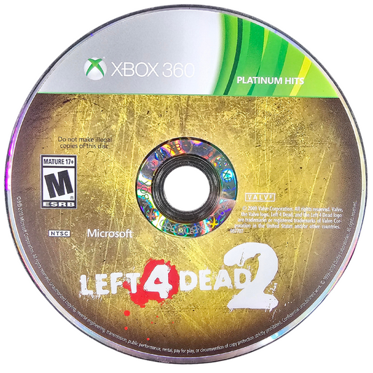 Left 4 Dead 2 Platinum Hits Xbox 360 for first person shooter and survival horror video game fans featuring cooperative multiplayer zombie apocalypse gameplay intense infected battles campaign missions special infected characters melee weapons online teamwork fast paced action collectible gaming appeal game disc