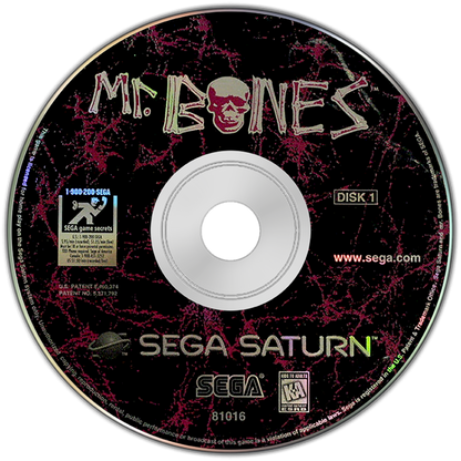 Mr Bones Sega Saturn action adventure rhythm game quirky animated skeleton protagonist side scrolling combat music based gameplay hand drawn animation surreal humor Sega experimental classic retro gaming Sega Saturn software video game title disc 