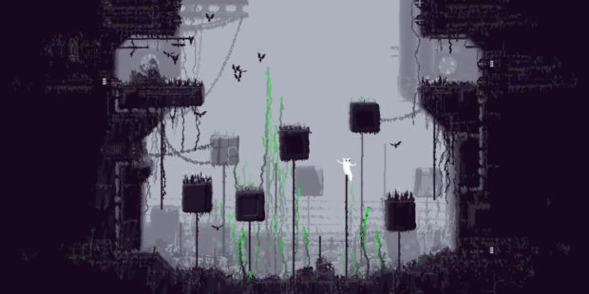 Rain World Nintendo Switch inspired design featuring atmospheric survival platform adventure aesthetic mysterious post apocalyptic ecosystem agile slugcat protagonist challenging exploration dynamic wildlife encounters pixel art environments immersive indie gameplay presentation gameplay  