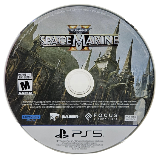 Warhammer 40,000: Space Marine 2 [Gold Edition] for PlayStation 5 (PS5) at Gamers INC, featuring the ultimate visceral action experience with the Season Pass and 4-day early access, allowing you to embody the superhuman skill and brutality of a Space Marine as you purge relentless Tyranid swarms across the galaxy in spectacular 4K combat disc