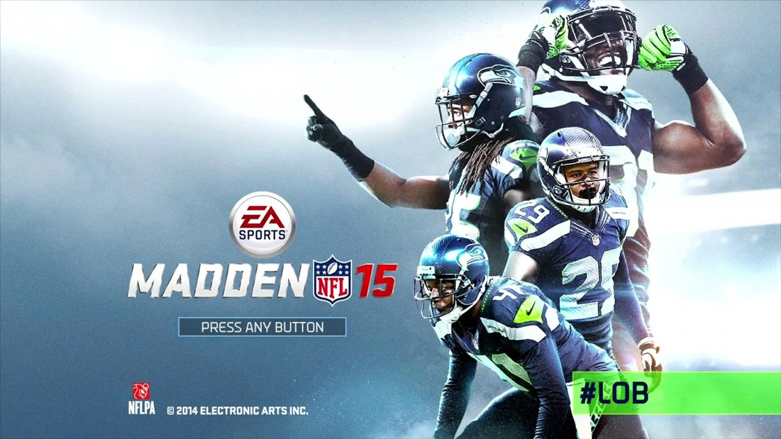Madden NFL 15 start screen for Xbox 360 (X360) sports football video game