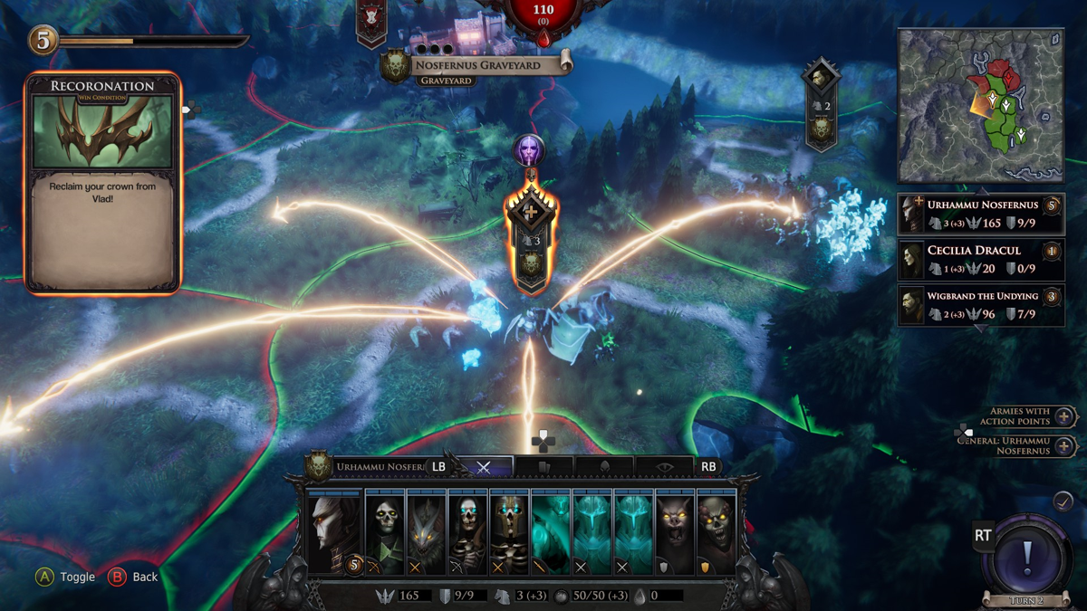 Immortal Realms: Vampire Wars gameplay for Xbox One (XONE) dark fantasy strategy video game