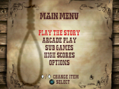 Gunfighter: The Legend of Jesse James retro western action shooter game for PlayStation 1 (PS1) title screen