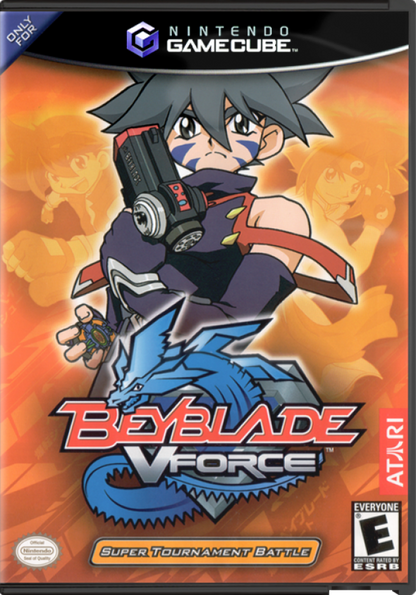 BeyBlade VForce: Super Tournament Battle cover art for GameCube (GC) fighting action video game