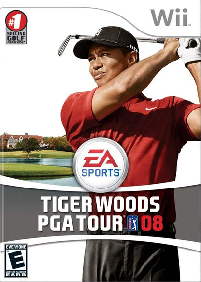 Tiger Woods PGA Tour 08 cover art for Nintendo Wii (Wii) featuring motion‑controlled golf, authentic courses, and competitive play with PGA pros.