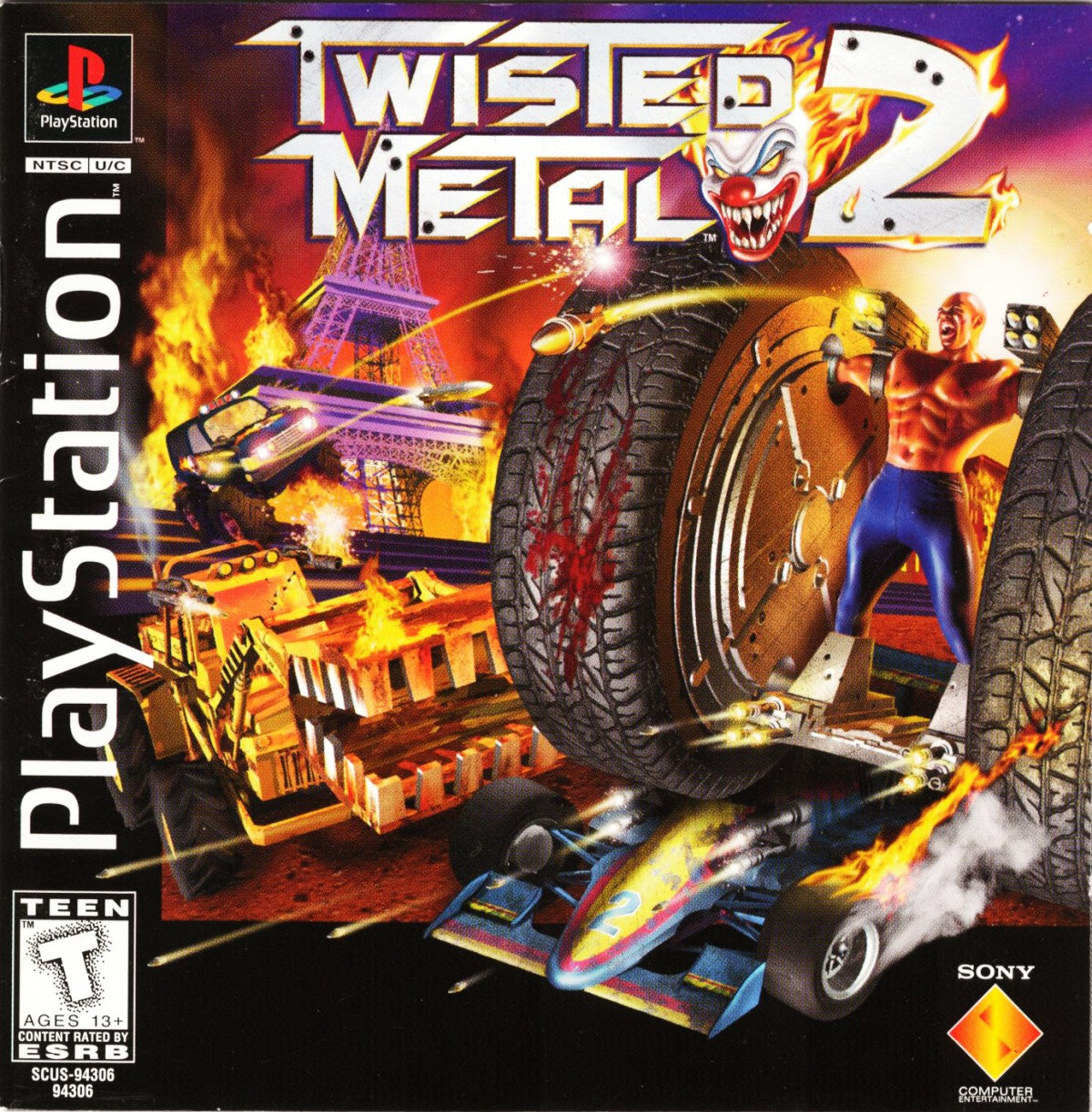 Twisted Metal 2 retro vehicular combat action game for PlayStation 1 (PS1) cover art