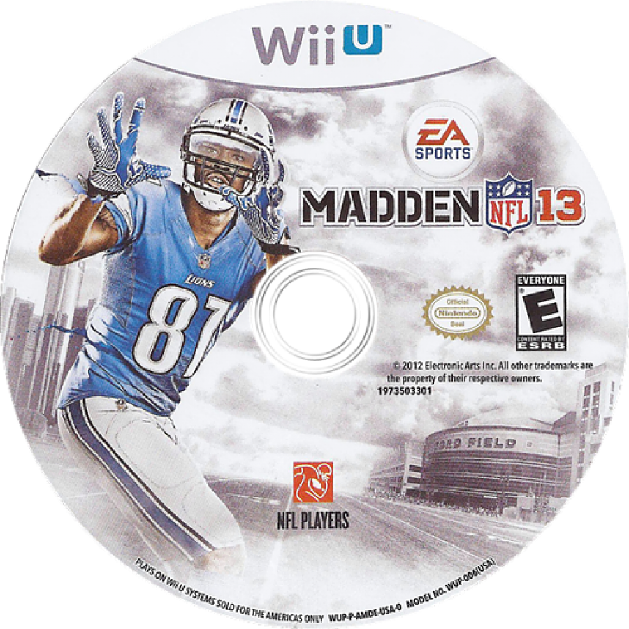 Madden NFL 13 disc cover art for Nintendo Wii U (WiiU) video game