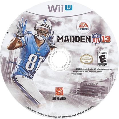 Madden NFL 13 disc cover art for Nintendo Wii U (WiiU) video game