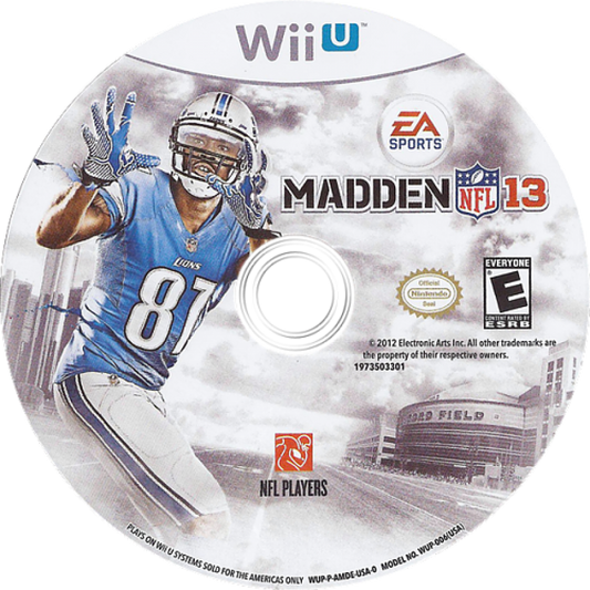 Madden NFL 13 disc cover art for Nintendo Wii U (WiiU) video game
