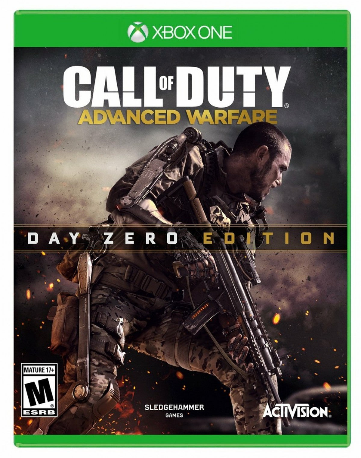 Call of Duty Advanced Warfare Day Zero Edition Xbox One game featuring futuristic first person shooter combat, advanced exosuit mechanics, and bonus Day Zero content front cover art 