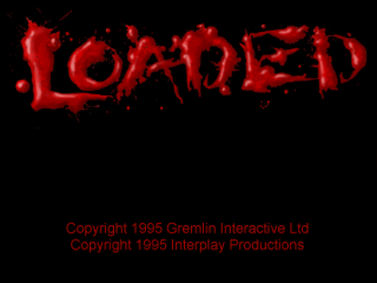 Loaded PS1 PlayStation 1 top down shooter action game multiplayer combat dark humor arcade style gameplay retro video game title screen Greatest Hits edition