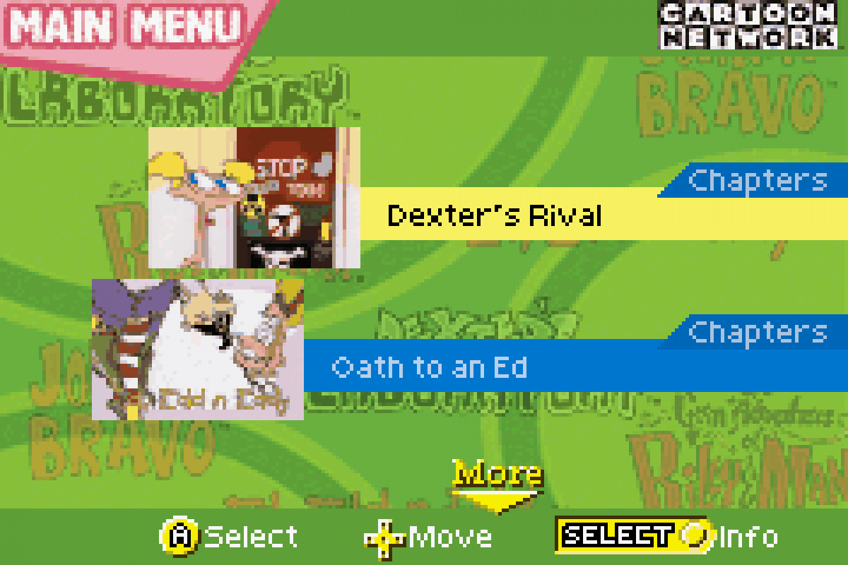 GBA Video Cartoon Network Collection Special Edition Nintendo Game Boy Advance GBA for animated cartoon entertainment retro video game fans featuring Cartoon Network episodes portable video playback classic television favorites handheld media collection nostalgic entertainment collectible gaming appeal title screen