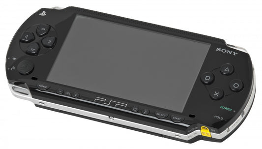 PlayStation Portable 2000 Black Sony PSP 2000 slim handheld console in black featuring widescreen display UMD disc drive WiFi connectivity portable gaming system 