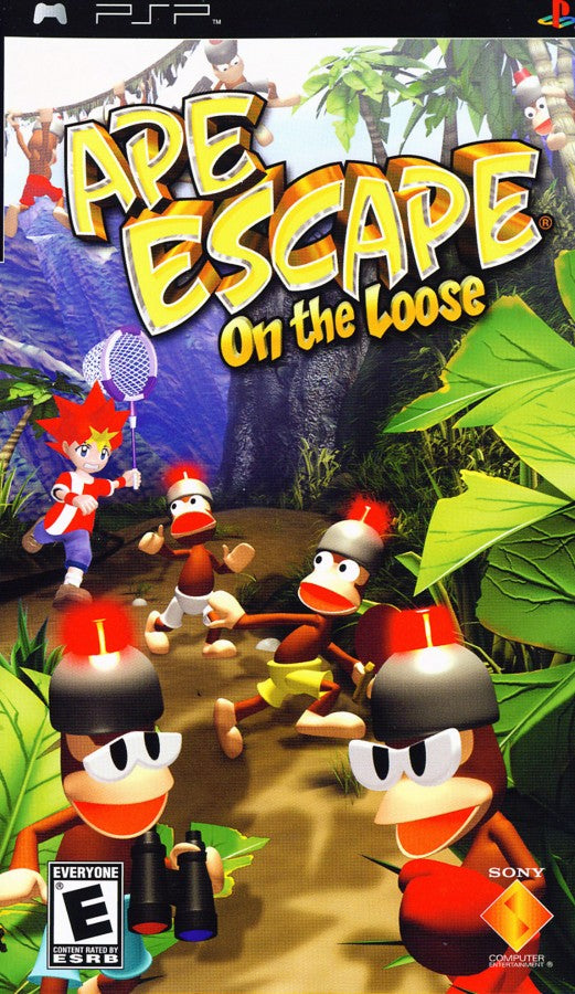 Ape Escape: On the Loose – PlayStation Portable (PSP) cover art for action-platformer video game
