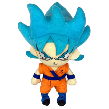 Super Saiyan God Goku 11 Inch Plush inspired design featuring collectible anime character plush aesthetic vibrant red hair transformation soft detailed craftsmanship Dragon Ball hero styling cuddly display piece and fan favorite collectible presentation front  