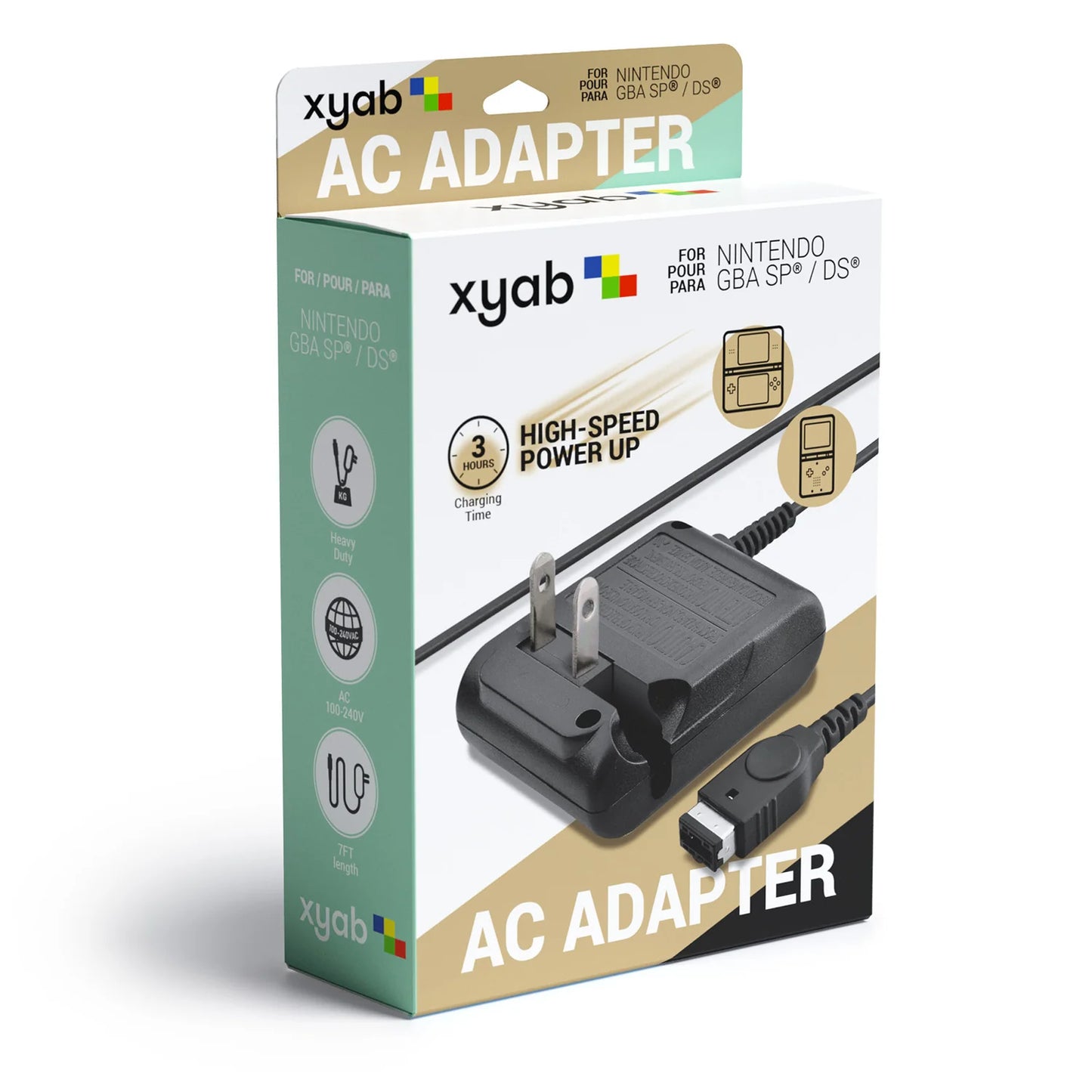 AC adapter charger compatible with Game Boy Advance SP and original Nintendo DS handheld consoles providing reliable power and charging